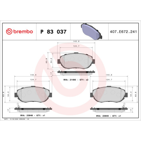 BREMBO P 83 037 Plaquettes de frein avant pour GS Supra Altezza Gita IS SC