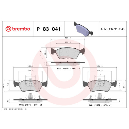 BREMBO P 83 041 Plaquettes de frein avant pour Toyota Avensis