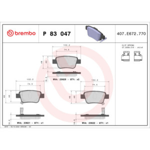 BREMBO P 83 047 Brzdové platničky zadné pre Avensis Corolla Alphard Previa