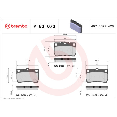 BREMBO P 83 073 Klocki hamulcowe tył dla Lexus IS GS