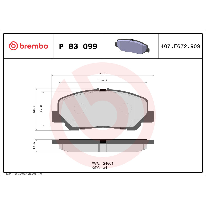BREMBO P 83 099 Brzdové destičky přední pro Toyota Alphard Previa