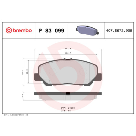 BREMBO P 83 099 Pastillas de freno delantero para Toyota Alphard Previa