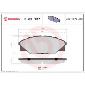 BREMBO P 83 137 Brake Pads Set Front for Toyota Hilux