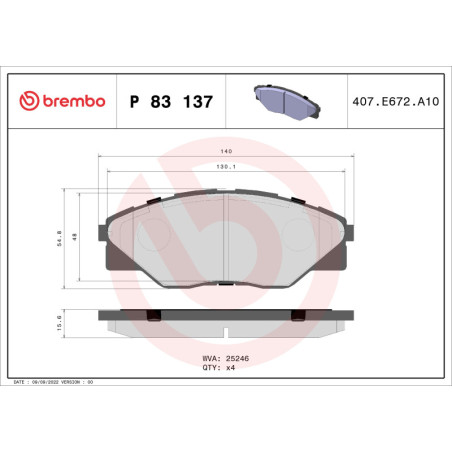 BREMBO P 83 137 Brzdové platničky predné pre Toyota Hilux