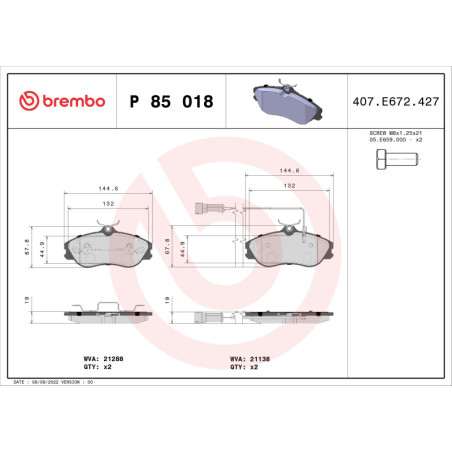 BREMBO P 85 018 Brzdové destičky přední pro Audi 100 200 Coupe 80 Quattro 90 Cabriolet