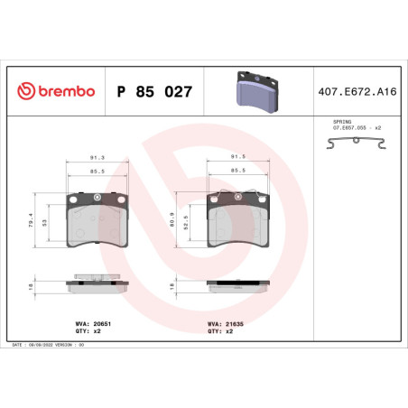 BREMBO P 85 027 Plaquettes de frein avant pour VW Transporter California