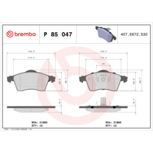 BREMBO P 85 047 Pastillas de freno delantero para VW Transporter California
