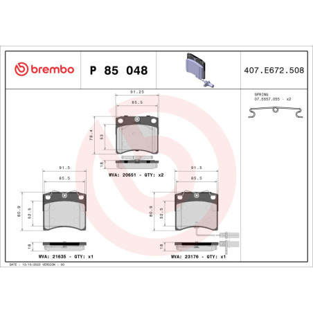 BREMBO P 85 048 Brzdové platničky predné pre VW Transporter California