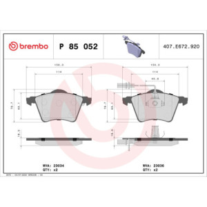 BREMBO P 85 052 Pastiglie freno anteriore per VW Transporter California