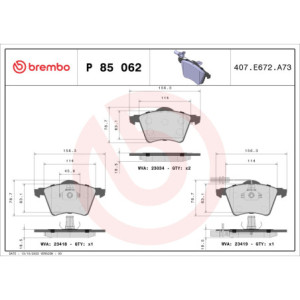 BREMBO P 85 062 Plaquettes de frein avant pour Sharan Alhambra Galaxy