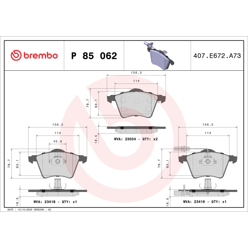 BREMBO P 85 062 Pastiglie freno anteriore per Sharan Alhambra Galaxy