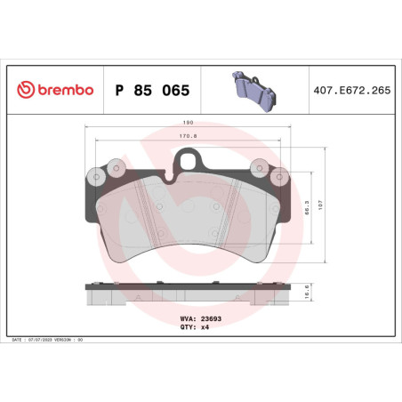 BREMBO P 85 065 Brake Pads Set Front for Q7 Touareg Cayenne