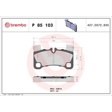 BREMBO P 85 103 Pastiglie freno posteriore per Cayenne Q7 Touareg
