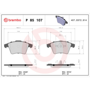 BREMBO P 85 107 Klocki hamulcowe przód dla Transporter Multivan California