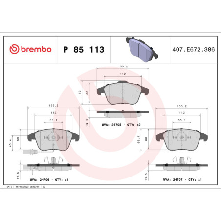 BREMBO P 85 113 Bremsbeläge Vorne für Audi A5 A4