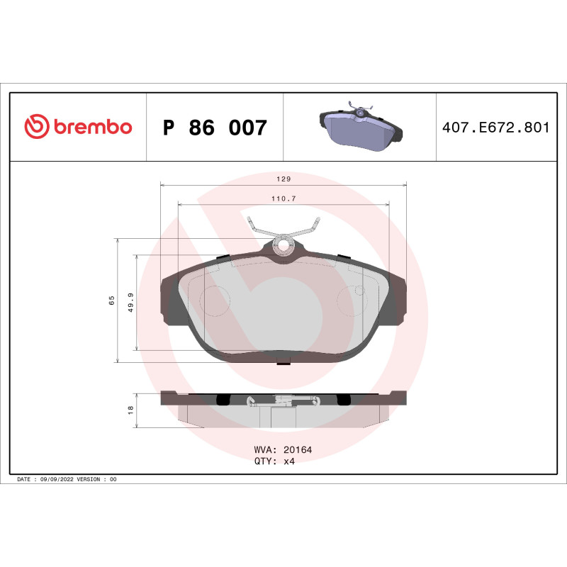 BREMBO P 86 007 Brzdové destičky přední pro Volvo 940 740 960 760 S90 V90