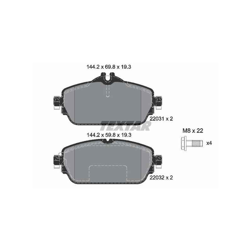 TEXTAR 2203102 Brzdové platničky predný pre Mercedes C A E CLA GLA B
