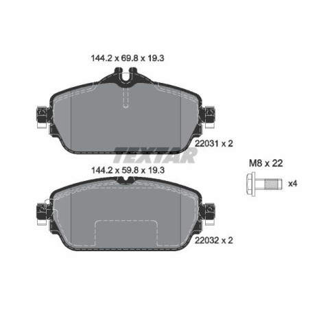 TEXTAR 2203102 Brzdové platničky predný pre Mercedes C A E CLA GLA B