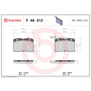 BREMBO P A6 012 Brzdové platničky predné pre Iveco Daily