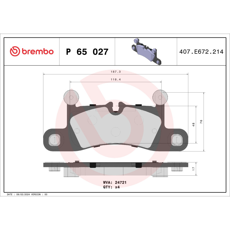 BREMBO P 65 027 Klocki hamulcowe tył dla Cayenne Taycan Touareg e-Tron