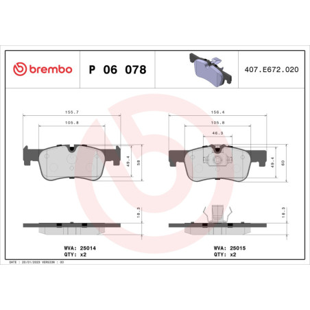 BREMBO P 06 078 Brzdové platničky predné pre BMW 1 2