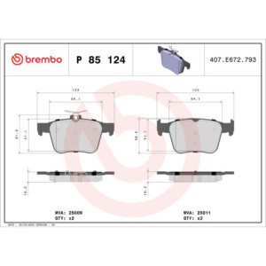 BREMBO P 85 124 Pastillas de freno trasero para A3 Golf Tiguan Passat Superb Leon TT Q3 Arteon