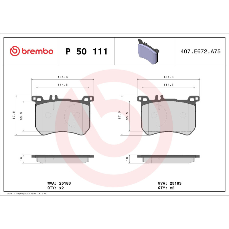 BREMBO P 50 111 Brzdové platničky predné pre Mercedes S SL