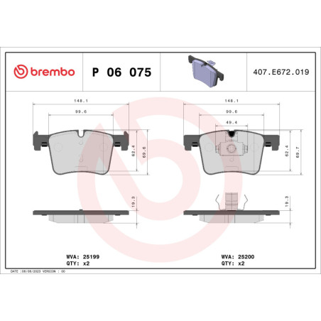BREMBO P 06 075 Brzdové platničky predné pre BMW 3 4 2 1 X3 X4