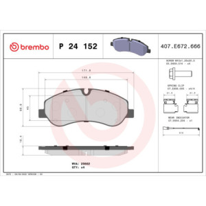 BREMBO P 24 152 Pastiglie freno anteriore per Ford Transit