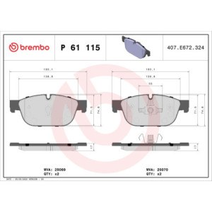 BREMBO P 61 115 Brake Pad Set Front for