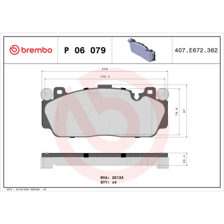 BREMBO P 06 079 Pastiglie freno anteriore per BMW 6 5 2