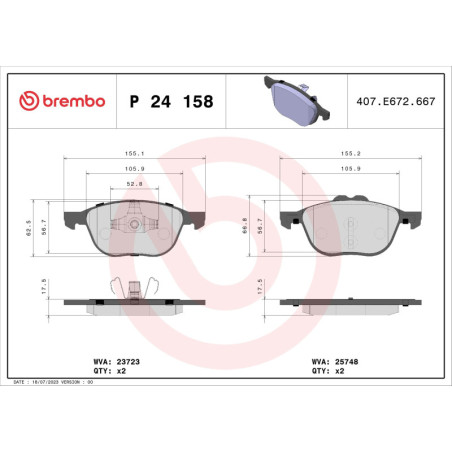 BREMBO P 24 158 Brzdové platničky predné pre Transit Kuga Ecosport