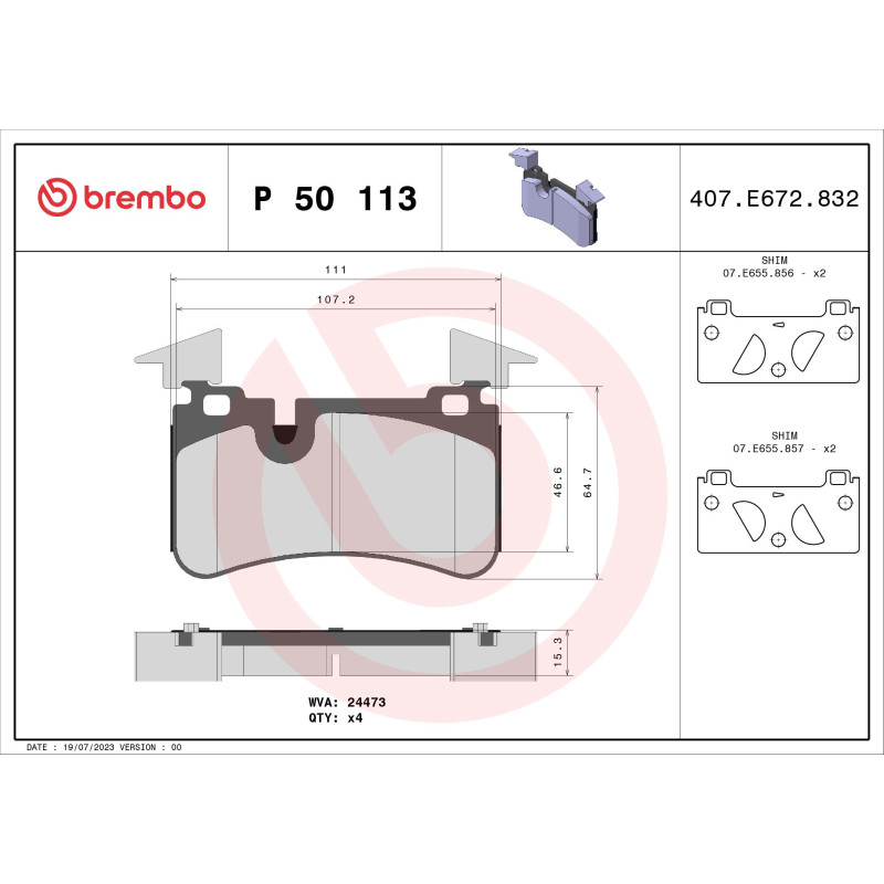 BREMBO P 50 113 Brake Pads Set Rear for Mercedes SL E CLK CLS SLK C