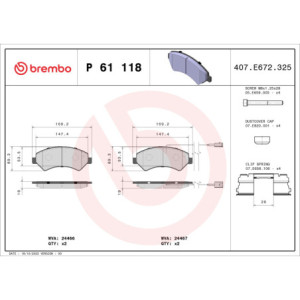 BREMBO P 61 118 Pastillas de freno delantero para Ducato Boxer JUMPER Movano