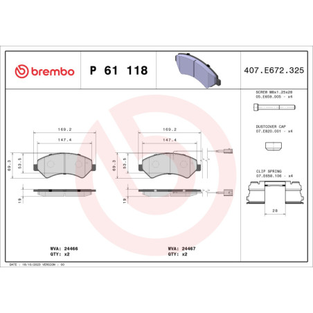 BREMBO P 61 118 Klocki hamulcowe przód dla Ducato Boxer JUMPER Movano