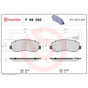 BREMBO P 68 062 Pastiglie freno anteriore per Movano Master NV400 Interstar