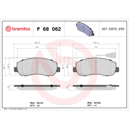 BREMBO P 68 062 Klocki hamulcowe przód dla Movano Master NV400 Interstar