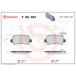 BREMBO P 68 063 Brzdové platničky zadné pre Movano Master NV400 Interstar