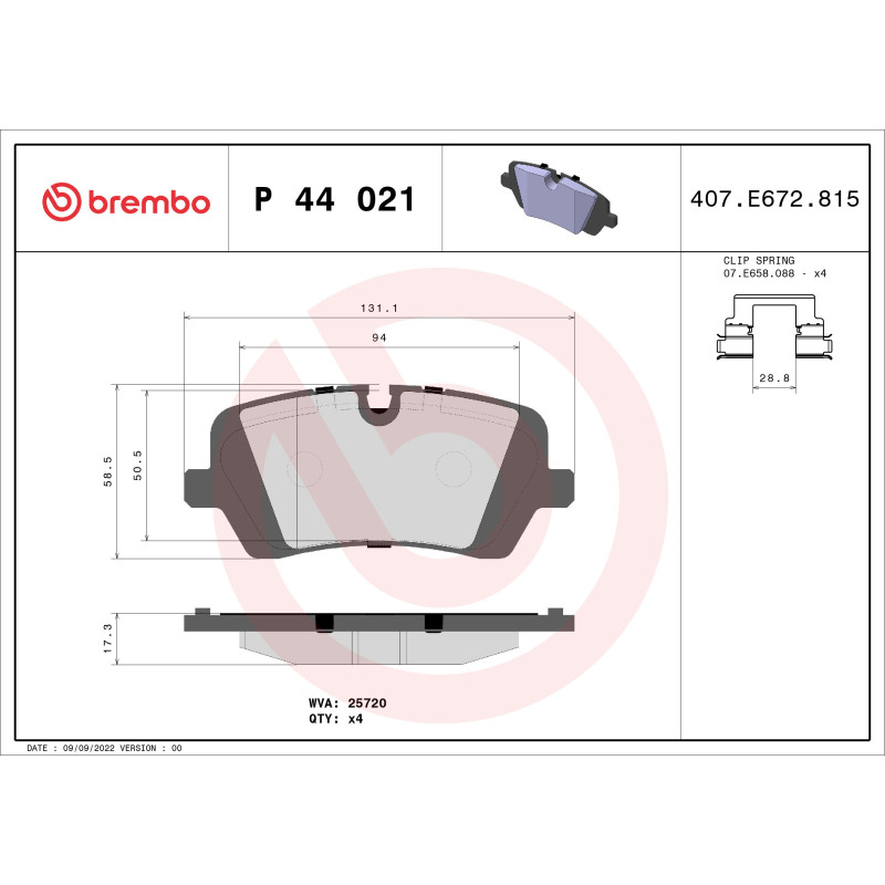 BREMBO P 44 021 Brzdové platničky zadné pre Land Rover Defender Discovery