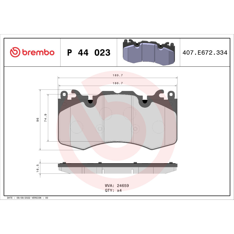 BREMBO P 44 023 Brzdové platničky predné pre Land Rover Discovery Defender