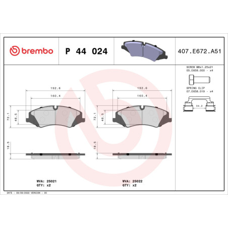 BREMBO P 44 024 Brzdové destičky přední pro Land Rover Discovery Defender