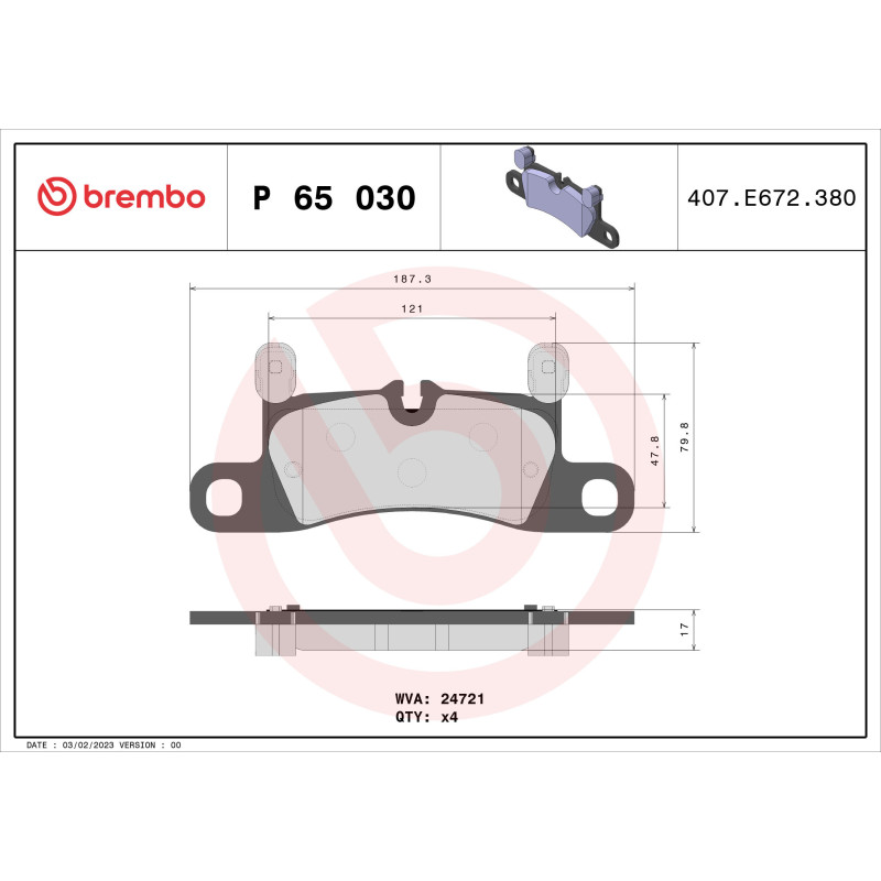 BREMBO P 65 030 Brzdové platničky zadné pre Porsche Cayenne