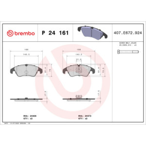 BREMBO P 24 161 Brzdové destičky přední pro Ford Focus
