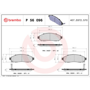 BREMBO P 56 096 Brzdové destičky přední pro NP300 NV200 Serena Leaf Navara Pathfinder Xterra