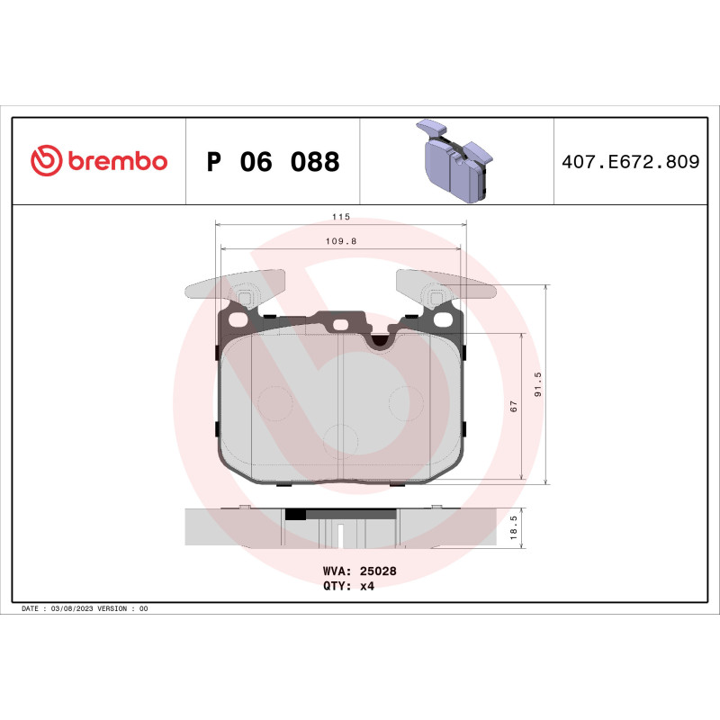 BREMBO P 06 088 Brzdové platničky predné pre BMW 3 4 1 2 i8