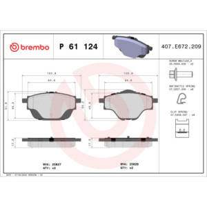 BREMBO P 61 124 Brzdové platničky zadné pre 308 508 3008 C4 Picasso Grand Picasso Spacetourer DS7