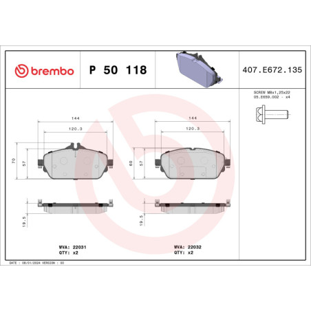 BREMBO P 50 118 Klocki hamulcowe przód dla Mercedes C CLA E A GLA B