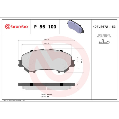 BREMBO P 56 100 Brzdové platničky predné pre Qashqai Kadjar X-Trail