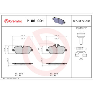 BREMBO P 06 091 Pastillas de freno delantero para BMW i3