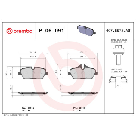 BREMBO P 06 091 Brzdové destičky přední pro BMW i3